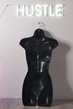 Black Rhinestone Fishnet Two Piece Shorts Set - Image 2